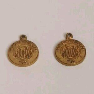 Set Of Two Hadassah Medallion Pendants Gold Tone Vintage Good Condition